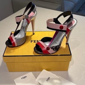 Fendi Women's Red and Pink Strappy Heels